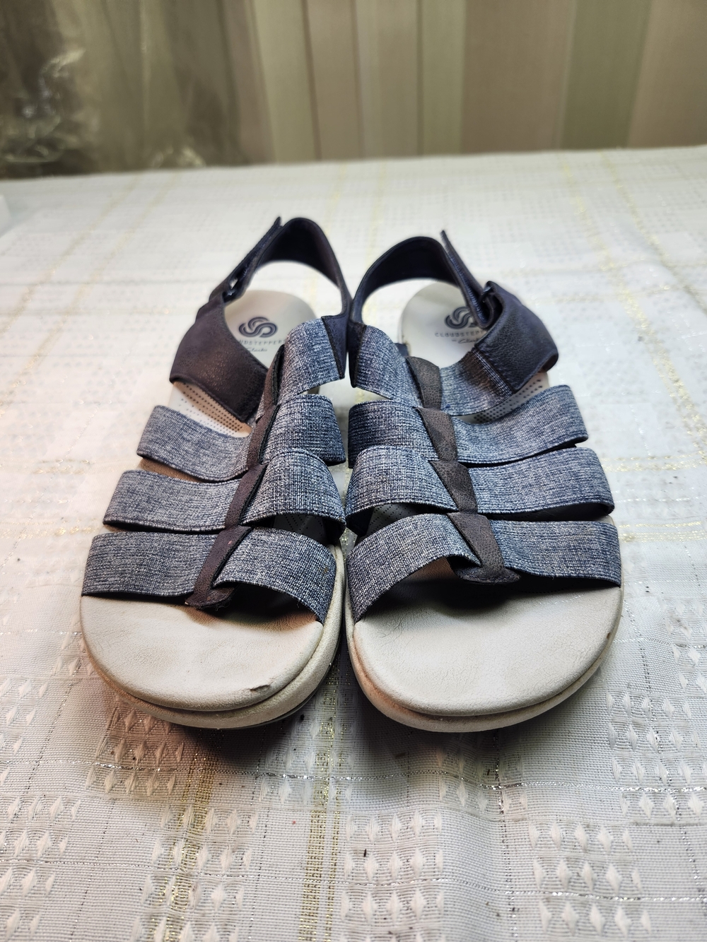 Cloudsteppers by Clarks Navy and Light Gray Strappy Sandals